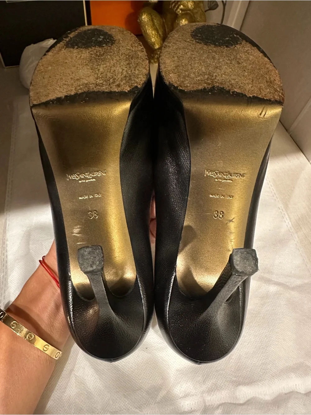 Yves Saint Laurent Black Tribute Two Leather Platform Pumps - Picture 7 of 8